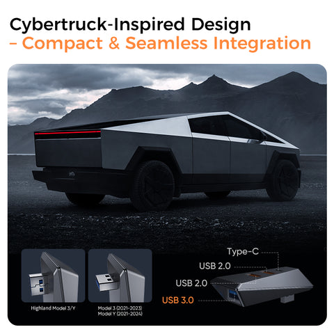 Cybertruck Inspired Glovebox USB Hub